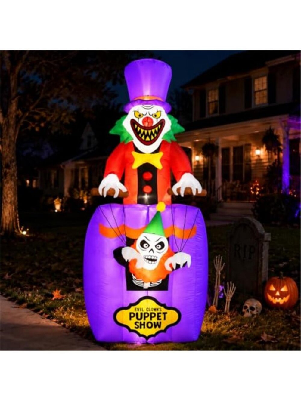 6FT Inflatable Evil Clown Puppet Show Halloween Decoration